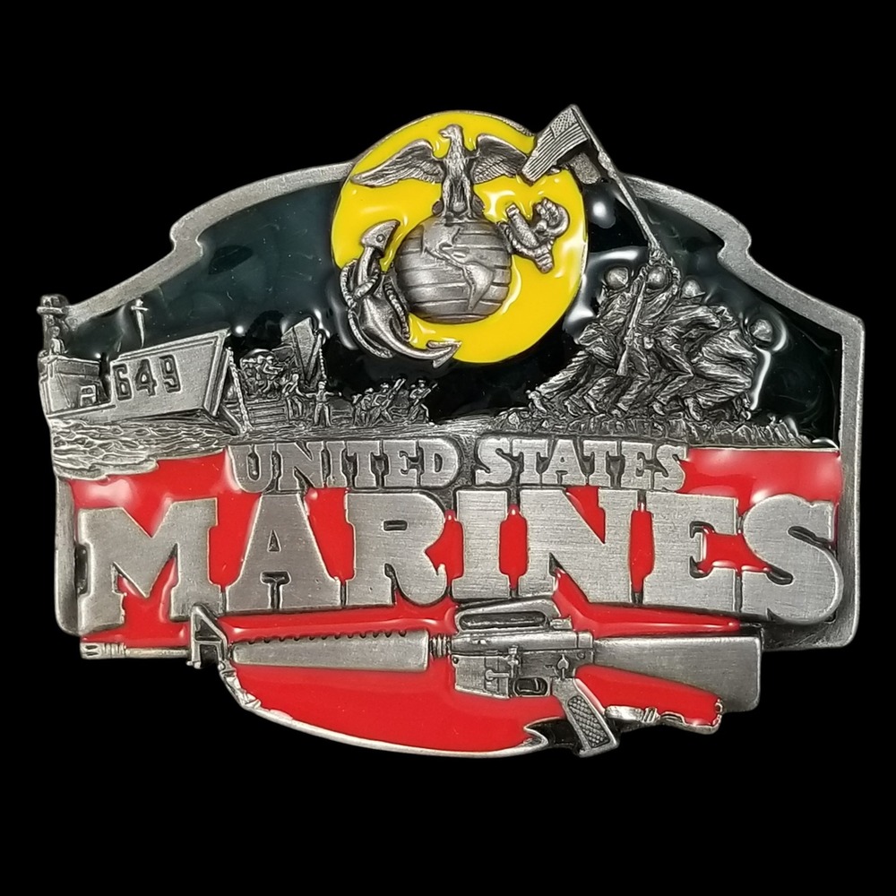 Vintage 1987 United‎ States Marines Belt Buckle Siskiyou Buckle Co. USA Made